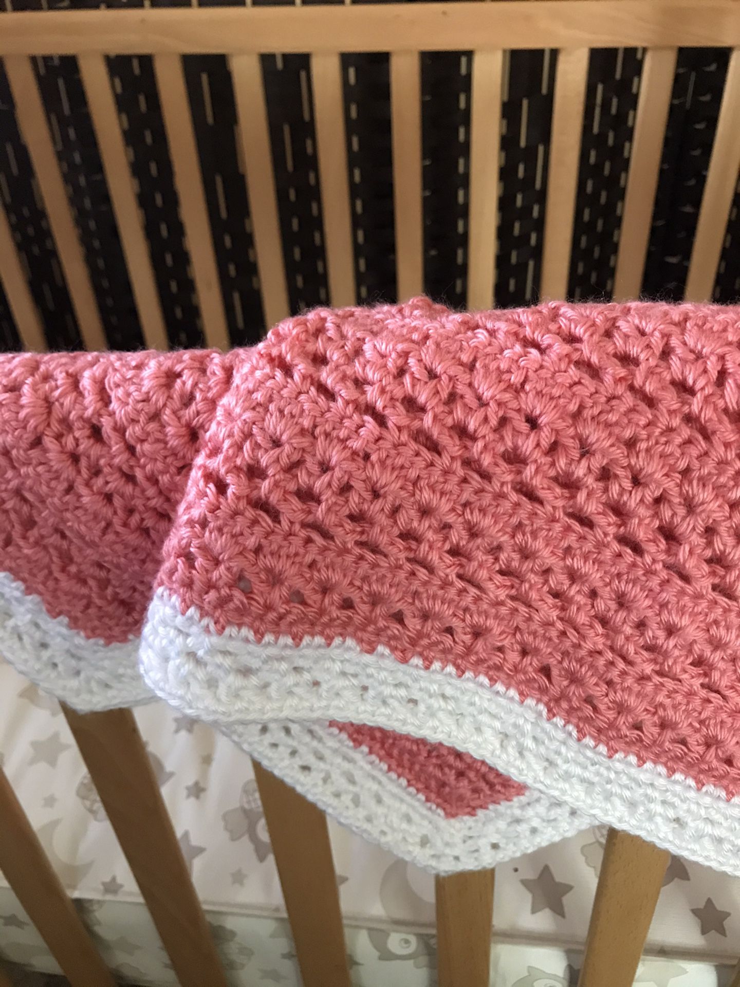 Handmade Baby Blanket Crochet In Coral