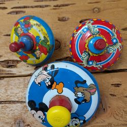 Vintage Tin Litho Spinning Tops. $20 Each Or All For 