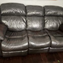 Power Leather Reclining Sofa Set