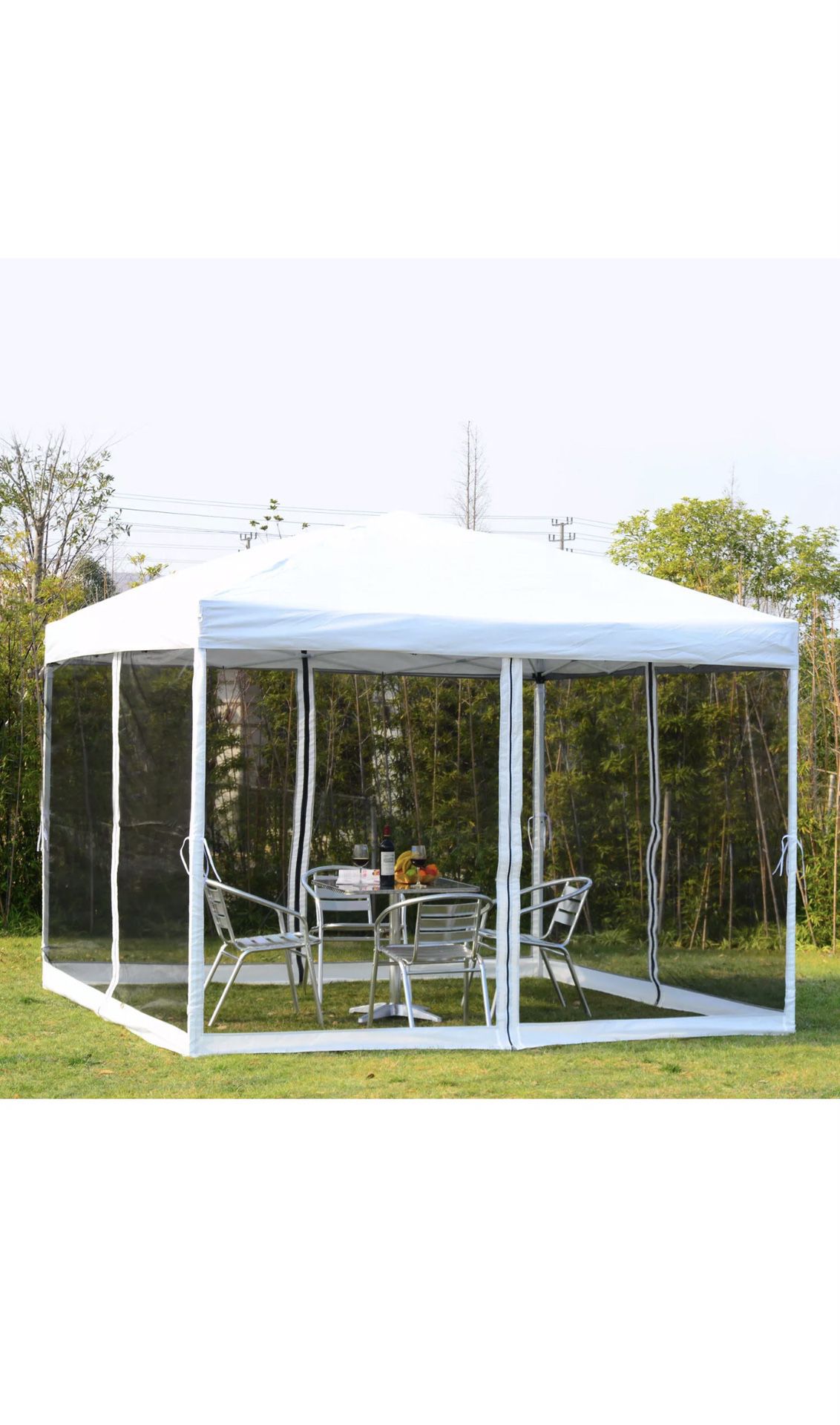 10x10 White Outdoor Patio Easy Pop Up Party Gazebo Canopy Tent Mesh Walls