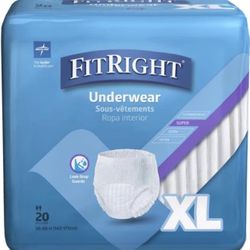 FitRight Super Protective Incontinence Underwear, Maximum Absorbency, XL, 56 to