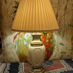 Vintage Stiffel Lamp, Brass & Porcelain 