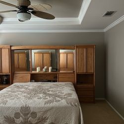 Headboard with Side End Cabinets & Lights