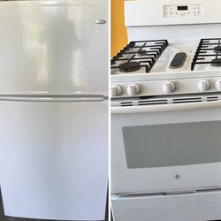 White 32” Refrigerator & Gas Stove 