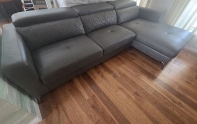 Gray Leather Sectional - Sofia Vergara Collection
