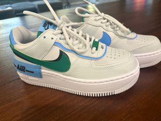 Nike Air Force 1 Shadow- Light gray/green/blue, Size 5