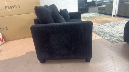 Loveseat black corduroy