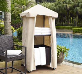 Outdoor Pool Towel Valet Rack with Waterproof Cover Poolside Towel Caddy Movable PE Rattan Wicker Storage Organizer for Pool Outdoor for Sale in Yorba Linda CA OfferUp