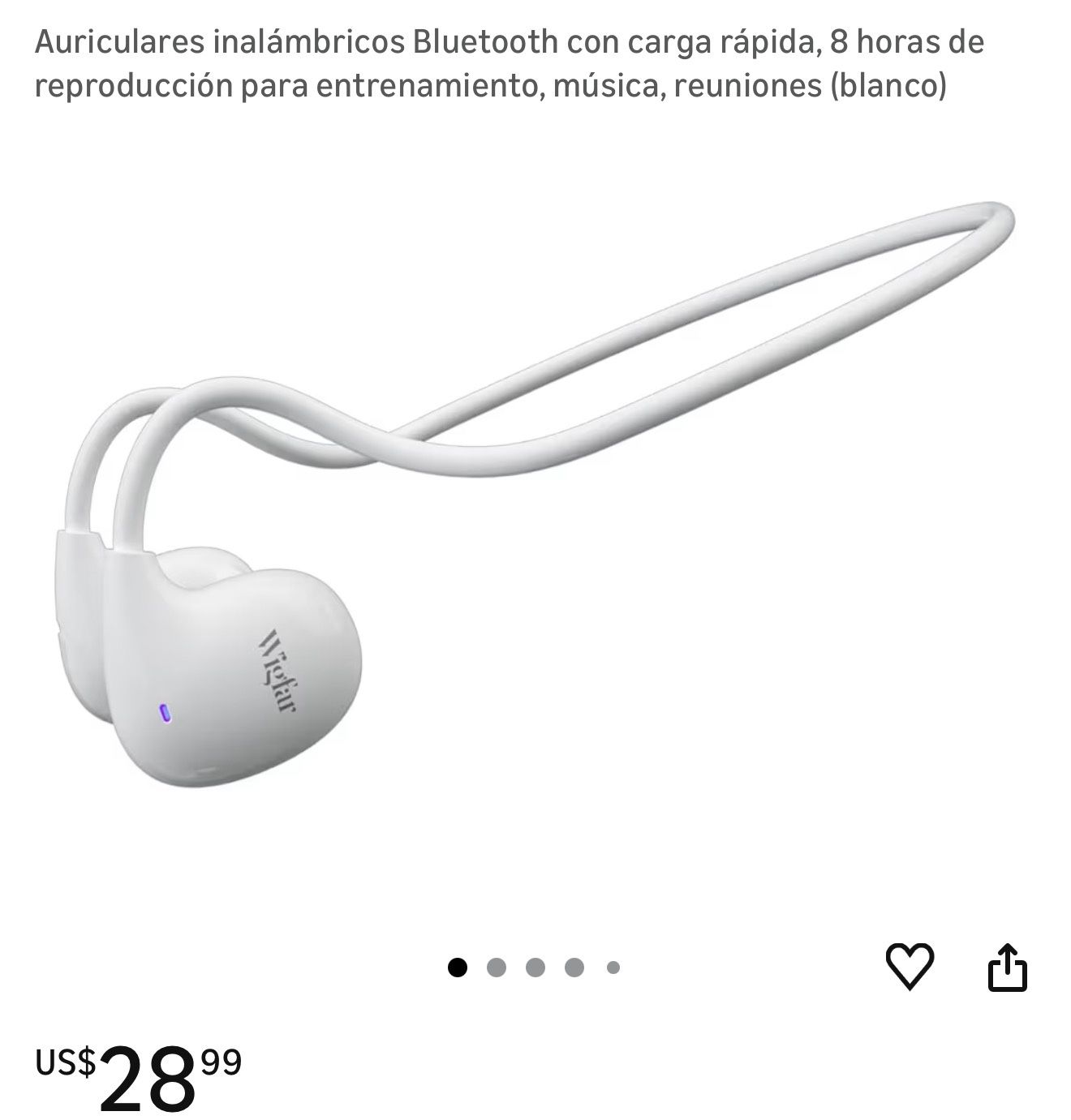 Wireless Bluetooth headphones with fast charging, 8 hours of playback for workouts, music, and meetings (white)