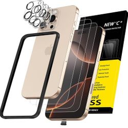 NEW'C 3x for iPhone 16 Pro Max Screen Protector (6.9 inches)+ 3x Camera Lens Protector