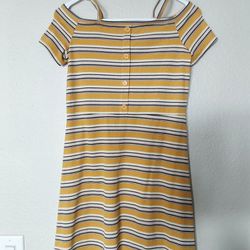 Art Class Dress, Girl's Size Large Yellow Striped Summer Dress 