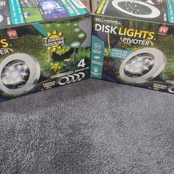 Solar Powered Stainless Steel Outdoor 8 Integrated LED Super Bright in-Ground Swivel Disk Path Lights (Two 4-Pack)