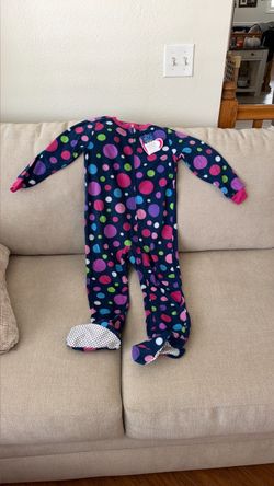Kids Footed Pajama Onesie with Polka Dots 2 sizes