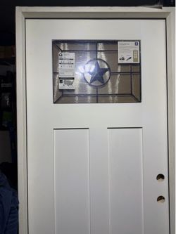 36 in. x 80 in. Left Hand Inswing 1/4 Top Lite Decorative