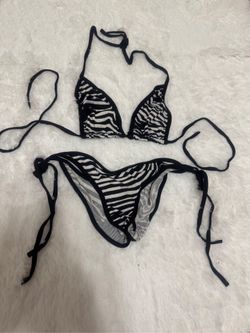 New small black zebra y2k dancer bikini low rise scrunch festival rave goth gothic emo