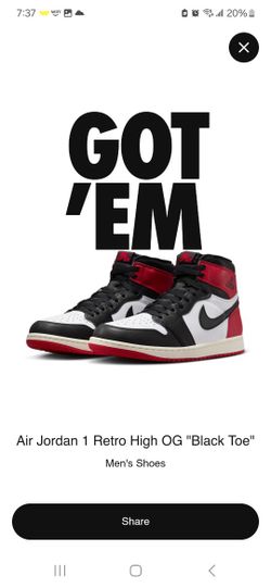 Air Jordan 1 Retro High Og " Black Toe "