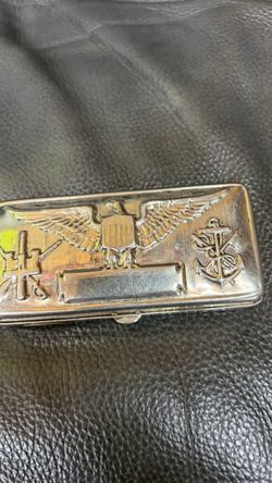 Military Eagle Anchor Silver Metal Case