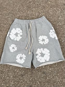 Grey Denim Tear Shorts