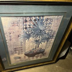 Large Vintage Framed Cabin Creek Picture. 