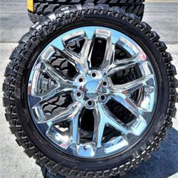22” Chevy Silverado GMC Sierra Replica Wheels & Tires Off-Road Tahoe Yukon Escalade Suburban Rines Y22” Chevy Silverado GMC Sierra Replica Wheels & Ti
