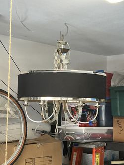 Beautiful Large Black And Polished Nickel Chandelier