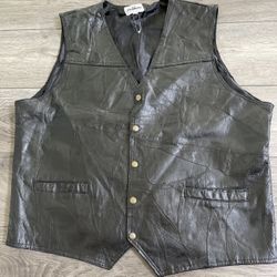 Motorcycle biker vest men’s Size 2 XL Vintage Ashburn Black Patchwork Leather