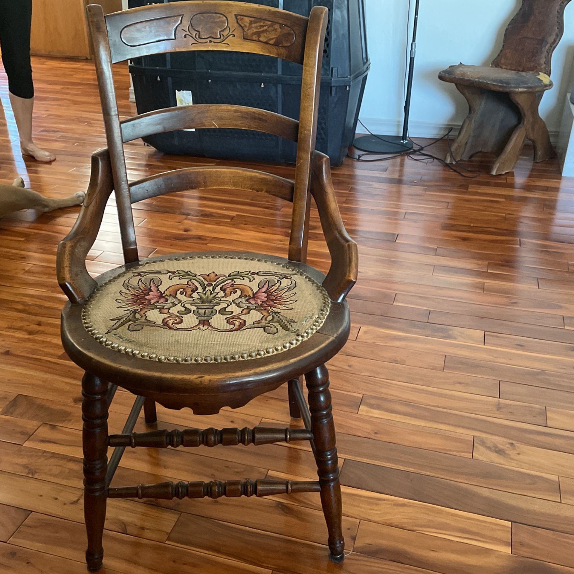 Victorian Needlepoint Chair Antique