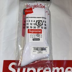 Supreme Maison Margiela Hanes Crew Socks (1 Pack) Brand New Size 6-12 