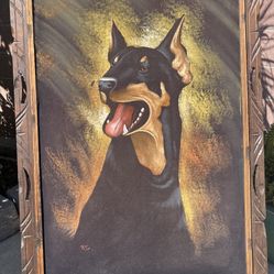 Doberman Pitcher Velvet Framed