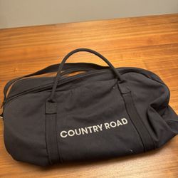 Country Road AUSTRALIA Duffel Sports Gym Bag Zip Closure Black 100% Cotton  