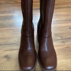 New! Women’s Mid Calf Boots, Chestnut Size 9