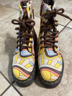 Dr. Martens Platform Lace-Up Boots Graphic Print