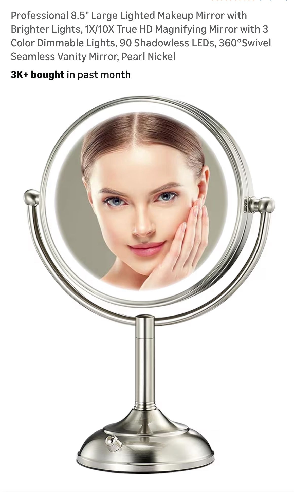 Professional 8.5" Large Lighted Makeup Mirror with Brighter Lights