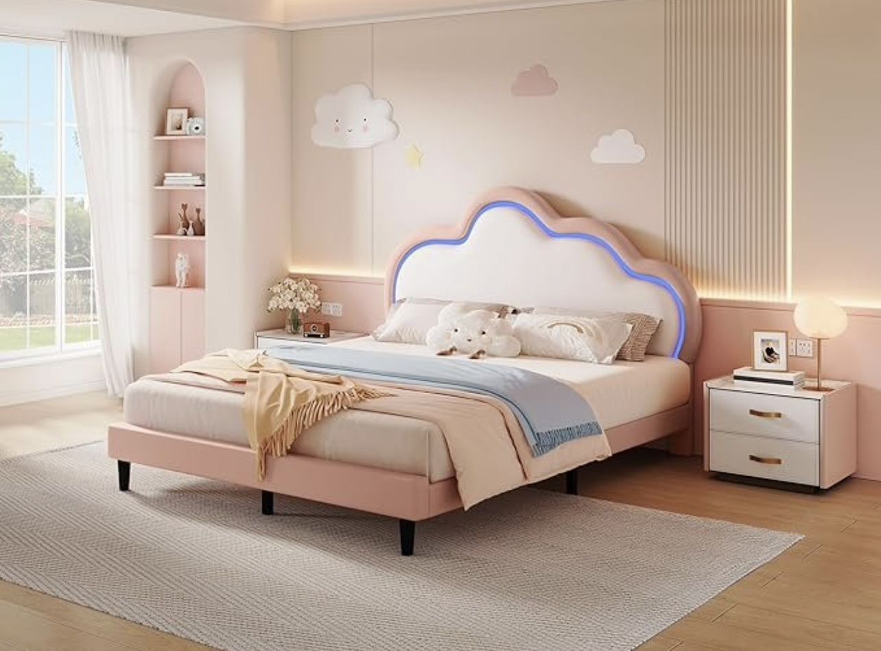 BED FRAME QUEEN SIZE WITH LED LIGHTING BRAND NEW IN BOX!!!