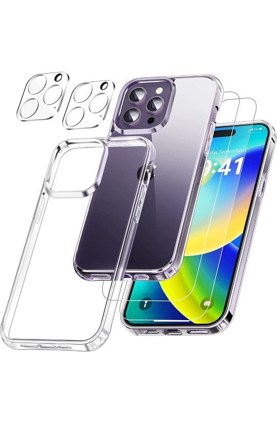 Protective Transparent Crystal Clear Case for iPhone 14 Pro Max 6.7 Inch [5 in 1]