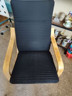 IKEA Poang Chair With Black Cushion