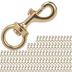 Solid Brass Swivel Snap Hook Heavy Duty Clip for Flag Pole, Leather Working, pet Dog Leash, tiedown 225 Hardware (100 Pieces, 3/4")
