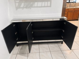 59” Mirrored Credenza Sideboard Storage Cabinet – 3 Door