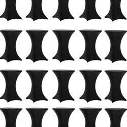 Brand New In The Box- Tina 20 Pack 32x43 Inch Highboy Spandex Cocktail Table Covers Black, Fitted Stretch Spandex Cocktail Tablecloth for Round Bar He