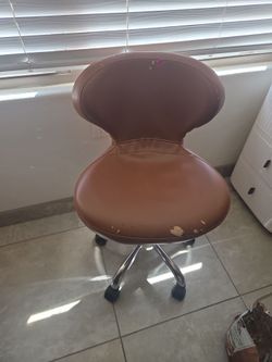 Brown Faux Leather Rolling Office Chair
