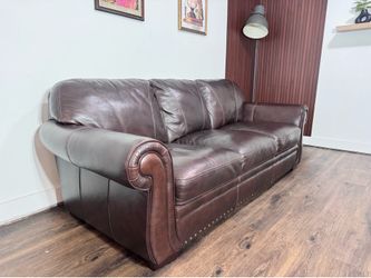 Dark Brown Real Leather Sofa - Free Delivery