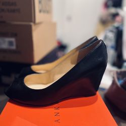 Black Leather Wedges/Heels