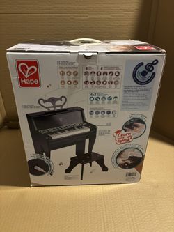 Hape: Learn With Lights Piano w/ Stool - Black - Wooden Electric Musical Toy, 3+