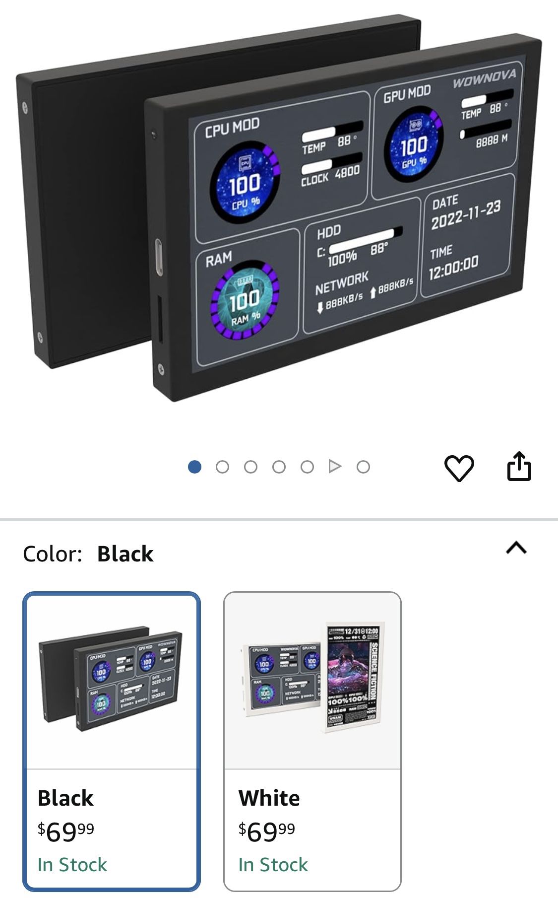 5” Computer Temp Monitor