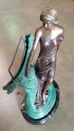 Bronze Sitting Lady on a marble base