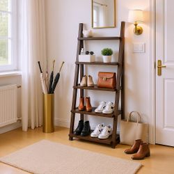 Arbor 5-Tier Ladder Shelf, Rustic Brown