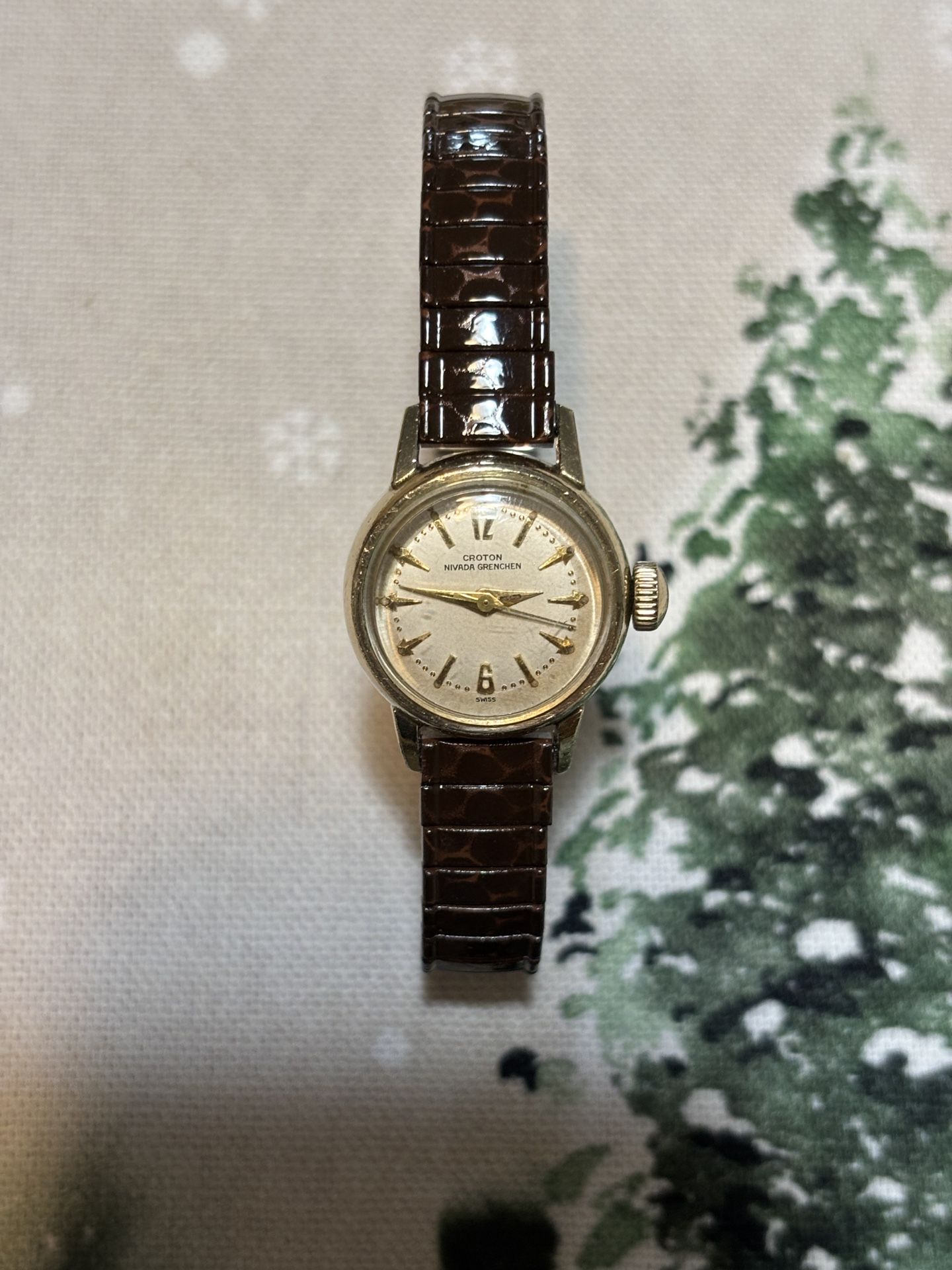 Vintage Women's Croton Nivada Grenchen 20mm RGP Wristwatch E3L C2475
