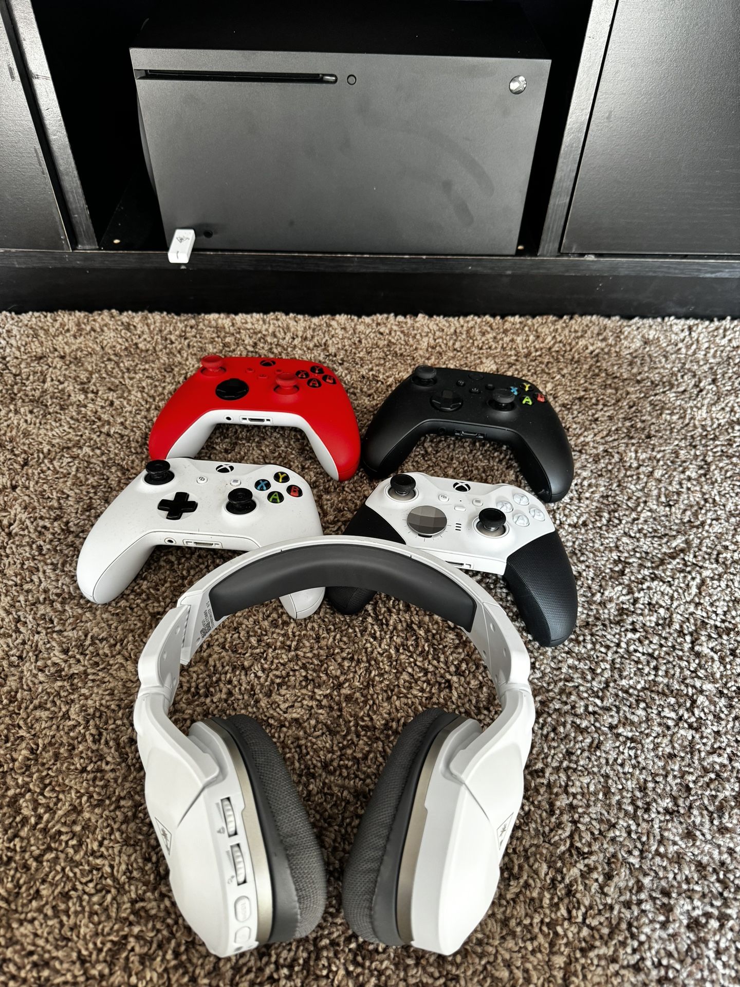 Xbox Series X With 4 Controllers And Headset