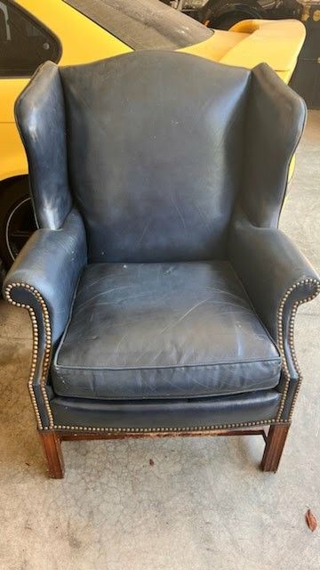 Vintage Sherrill Leather Wingback Armchair