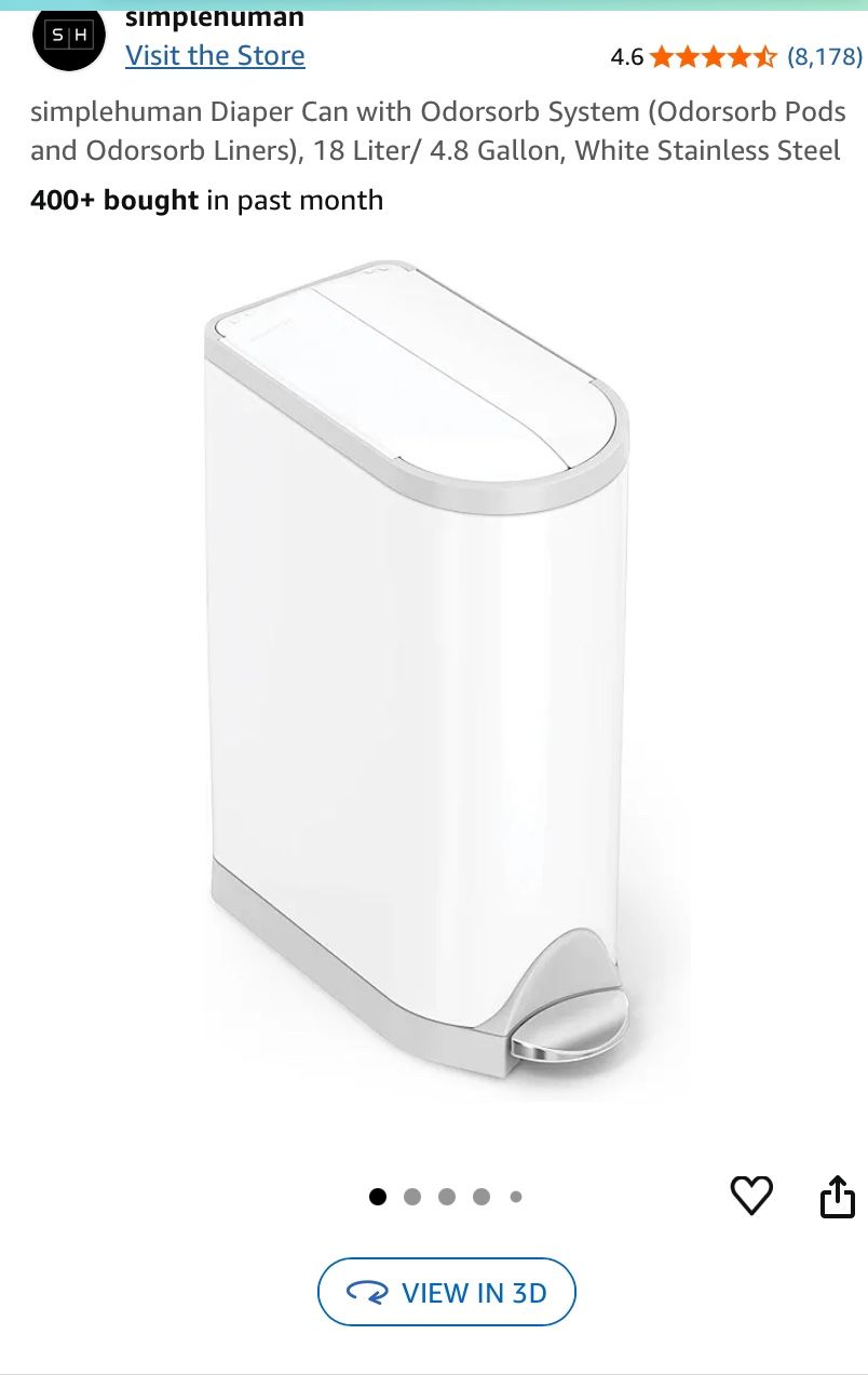 Simplehuman Trash Can 18L With Butterfly Open